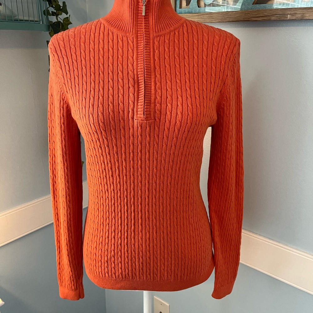 JEANNE PIERRE Orange Cowl Neck Sweater